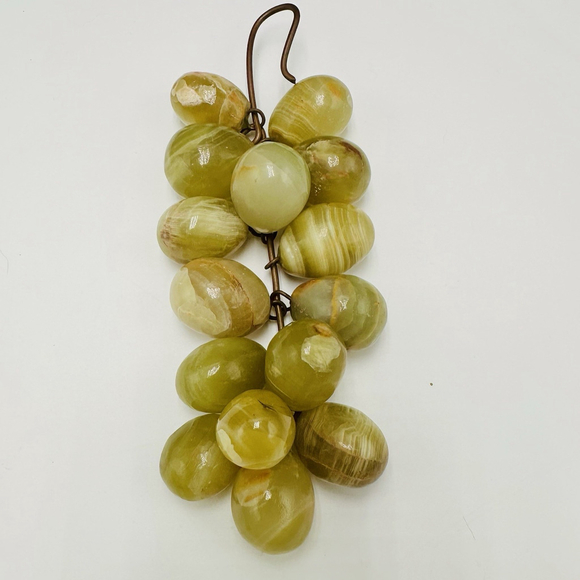 Onyx Green Grapes Stone Grapes Made in Italy 1950s Mid Century Modern Decor 8” - Picture 1 of 6